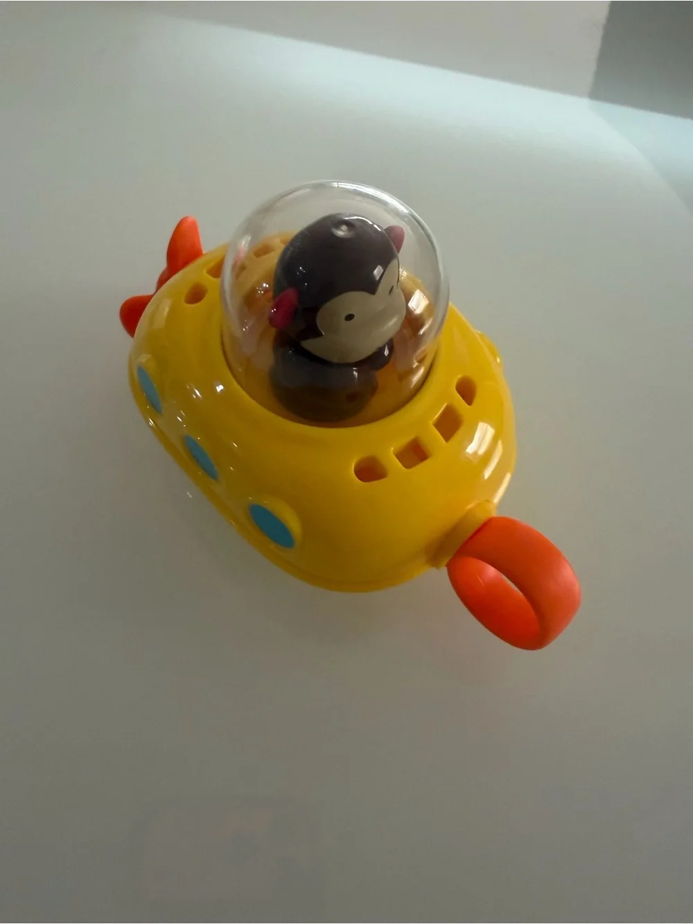 Skip Hop Yellow Submarine Bath Toy with Brown Monkey and Orange Handle